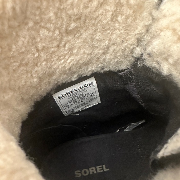 Sorel Black and White Lace-Up Winter Boots - Joan of Arctic Wedge Mid Shearling - Picture 10 of 10